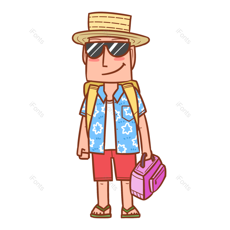 卡通图片,度假元素,旅行PNG,旅行人物免抠素材